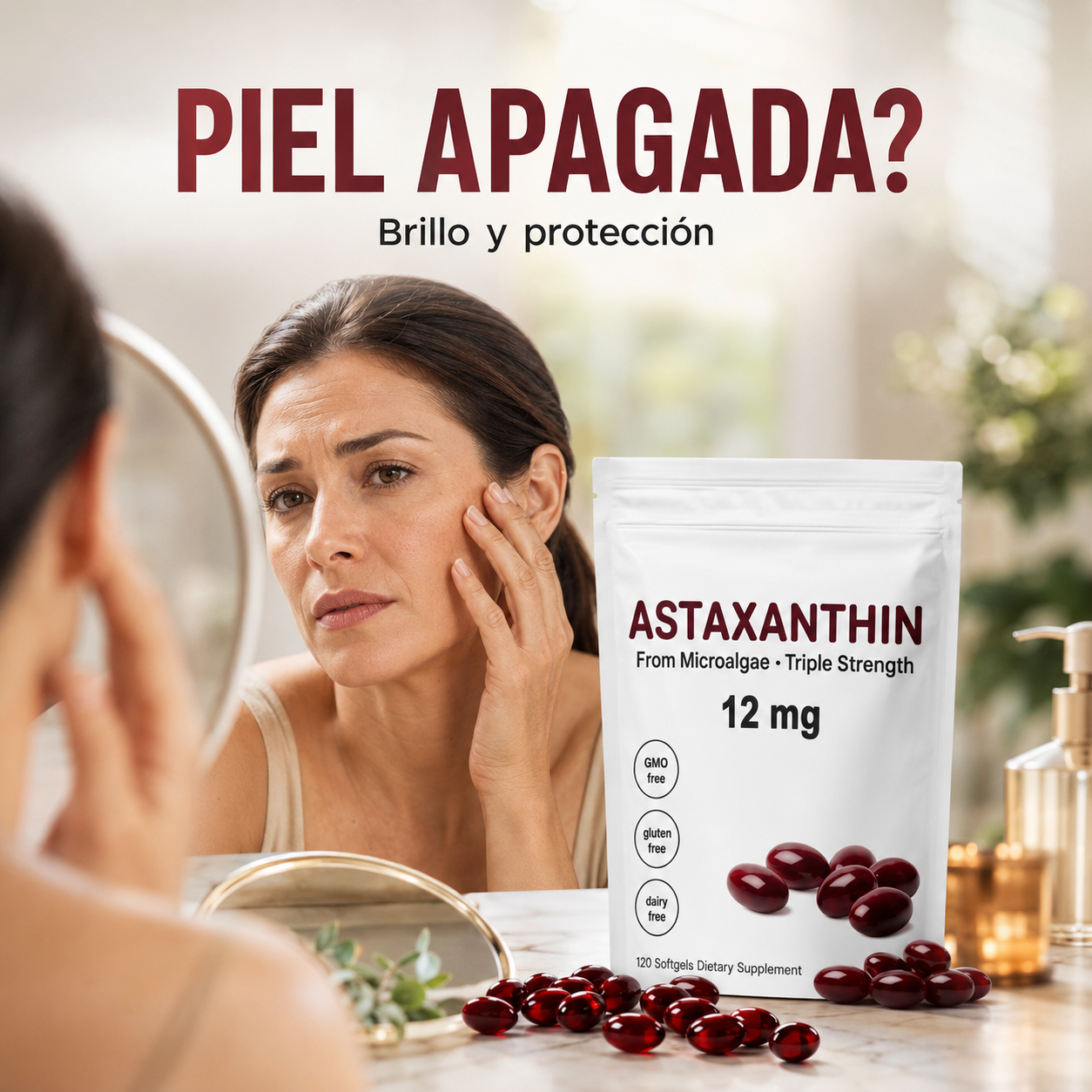 Astaxanthin 12 mg Triple Strength – Antioxidante Premium con Aceite MCT | 120 Softgels