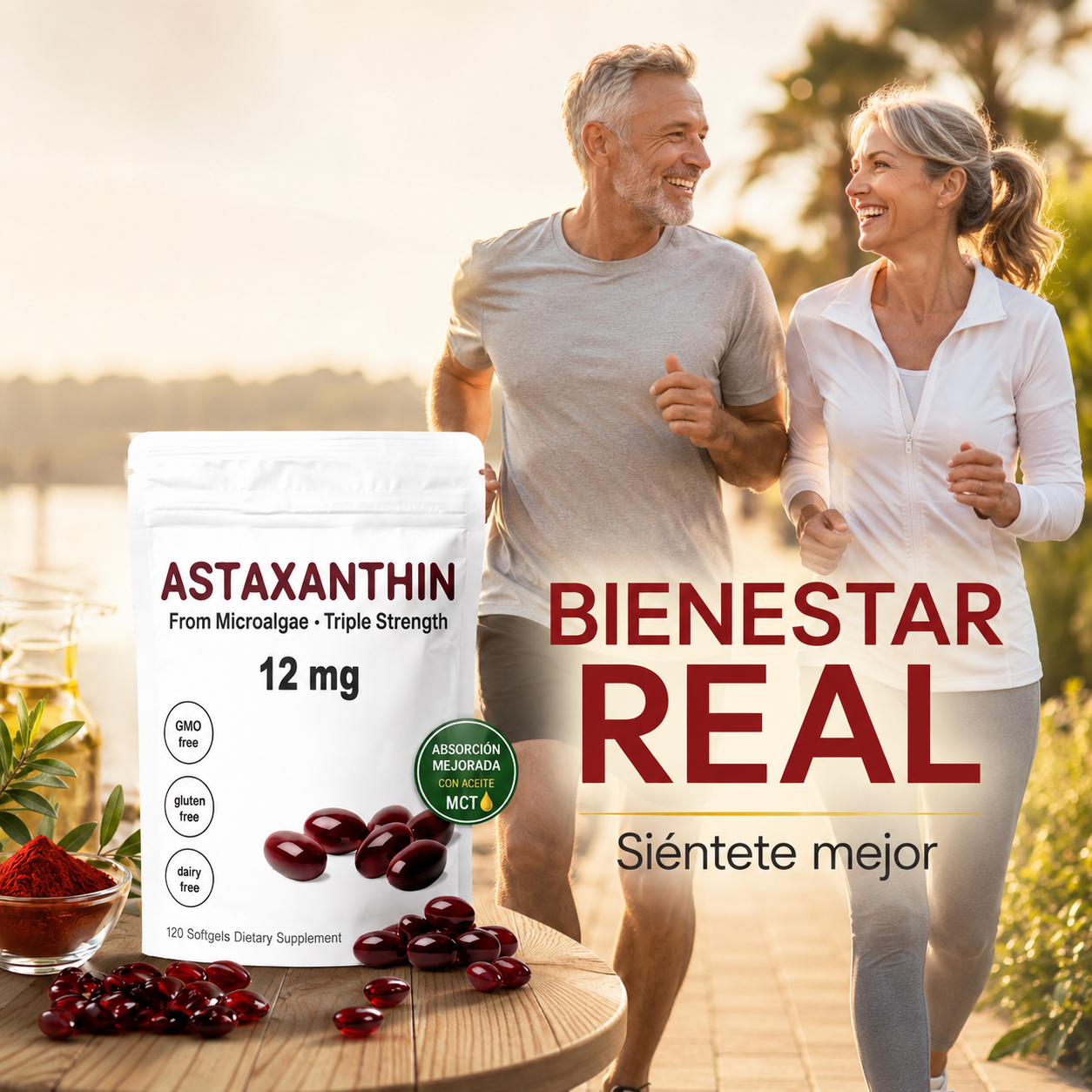 Astaxanthin 12 mg Triple Strength – Antioxidante Premium con Aceite MCT | 120 Softgels