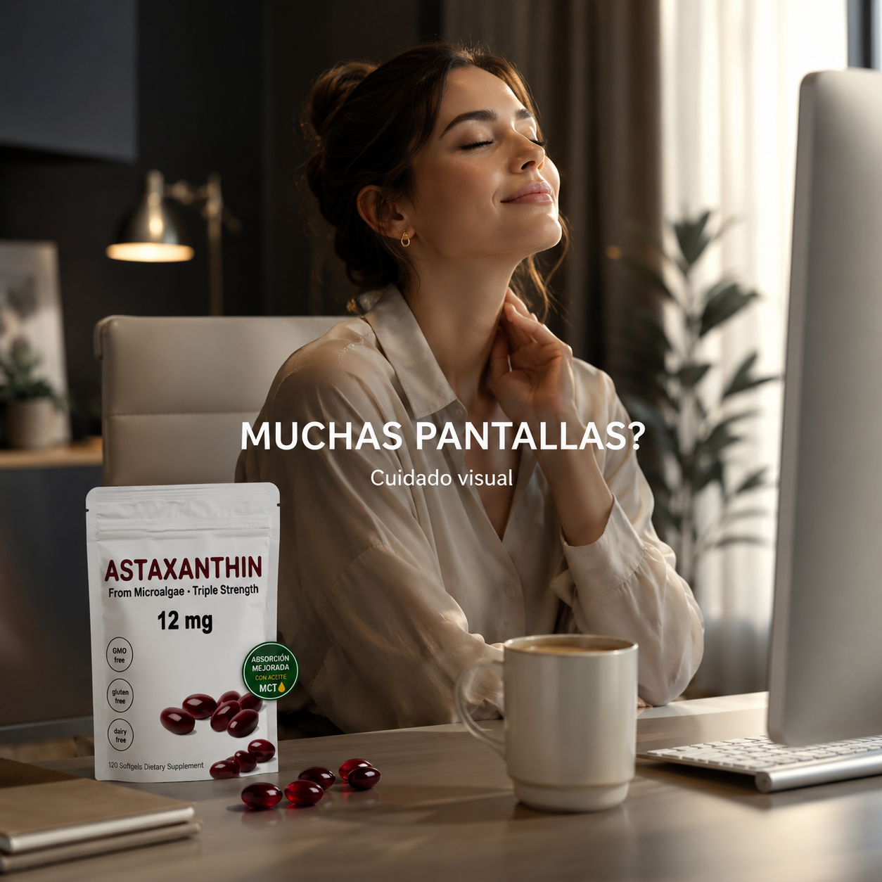 Astaxanthin 12 mg Triple Strength – Antioxidante Premium con Aceite MCT | 120 Softgels