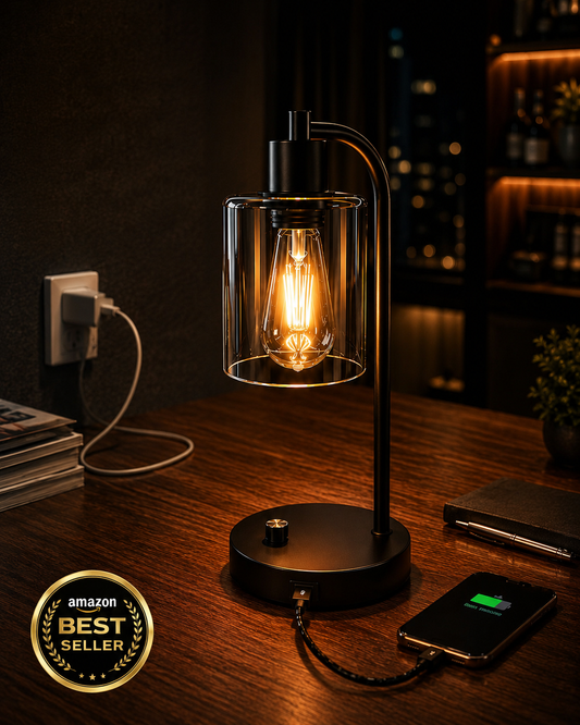 Lámpara LED de Mesa con Luz Cálida Ajustable y Puerto USB Integrado