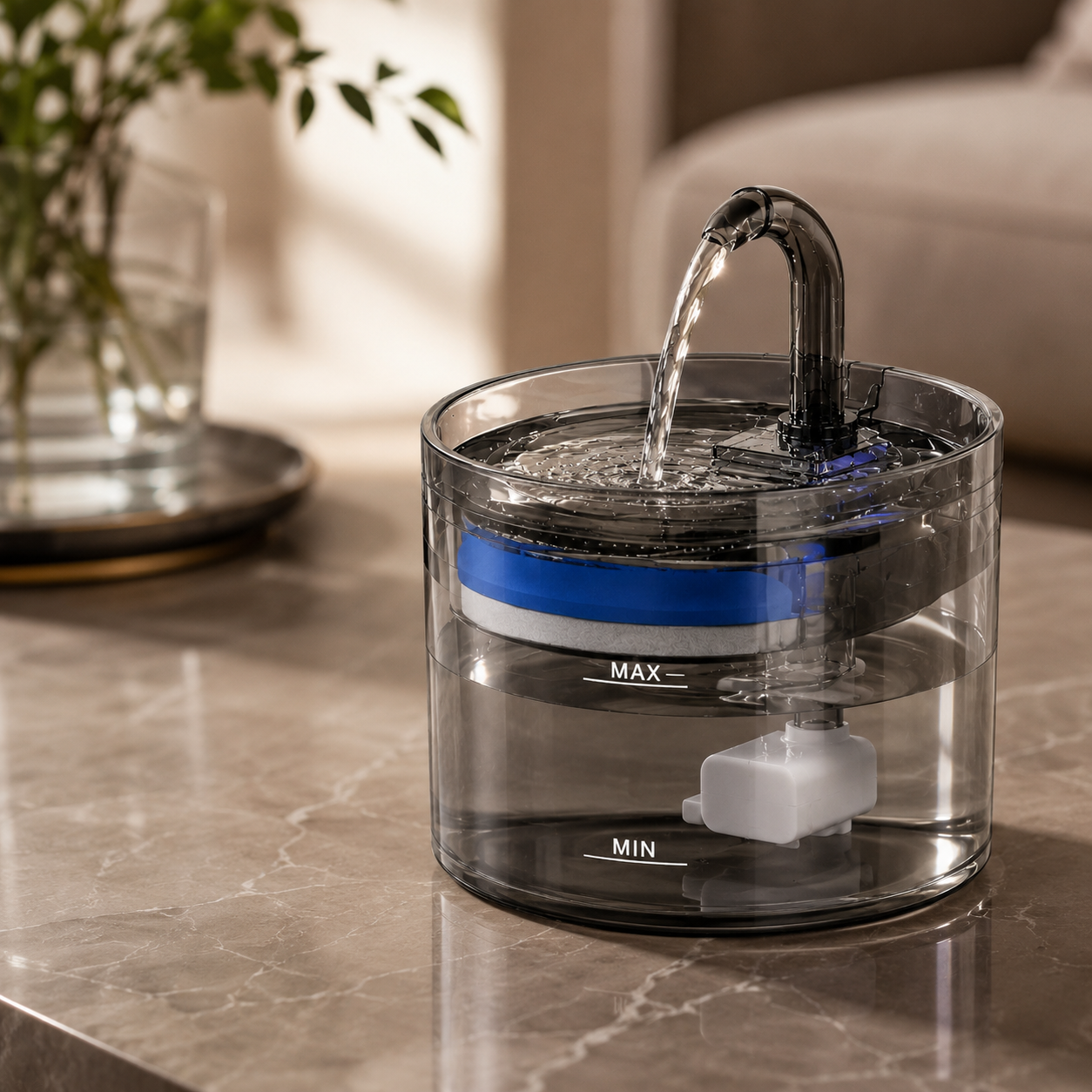Fuente de Agua para Mascotas 2.5L con Filtro Multicapa